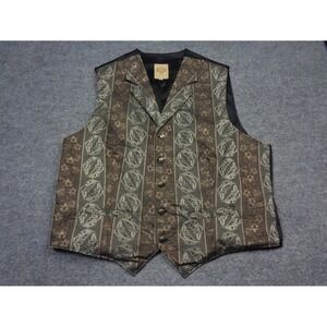 Wah Maker Vest Men XL Floral Western Frontier Clothing USA Cowboy Pockets
